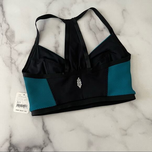 Free People FP Movement Ticket to Paradise Colorblock Sports Bra teal black - Picture 9 of 9